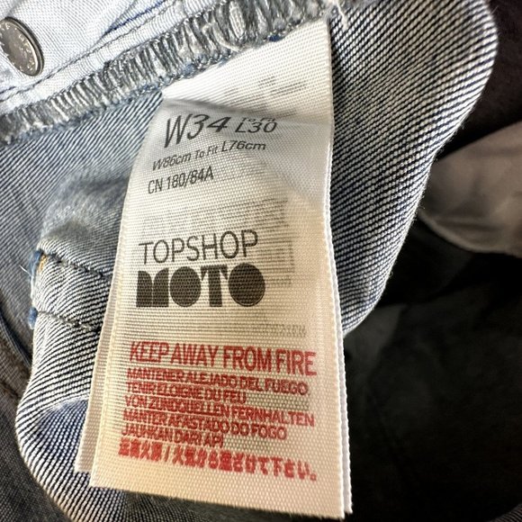 Topshop Womens Jeans 34x30 Acid Wash Dip Moto Jamie High Waist Ankle Grazer NEW - Picture 4 of 14